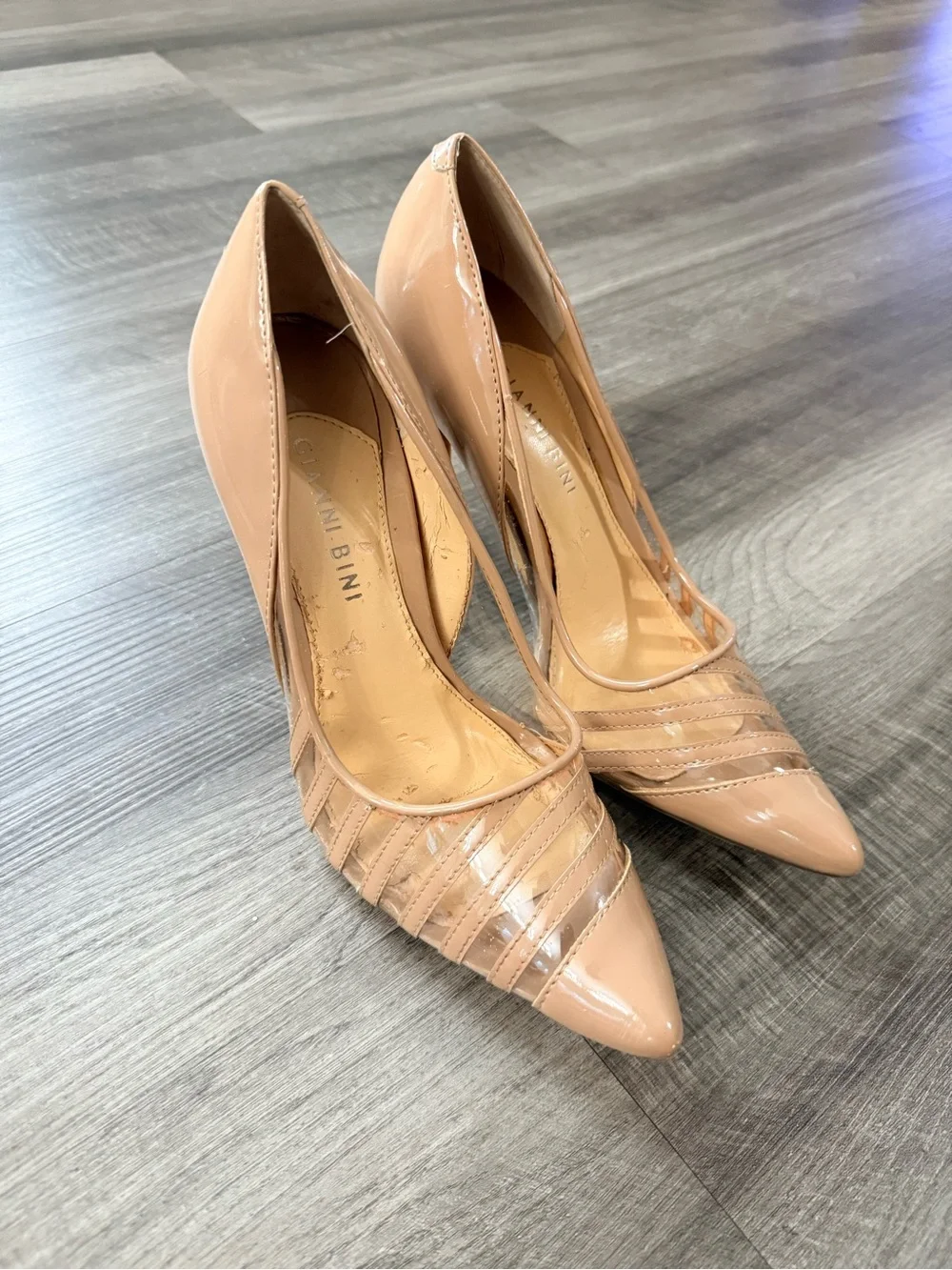 Gianni Bini Blush Patent Pointed-Toe Strappy Pumps